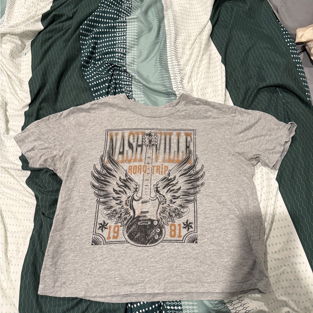 Rebellious One Gray Nashville Graphic Crop Top